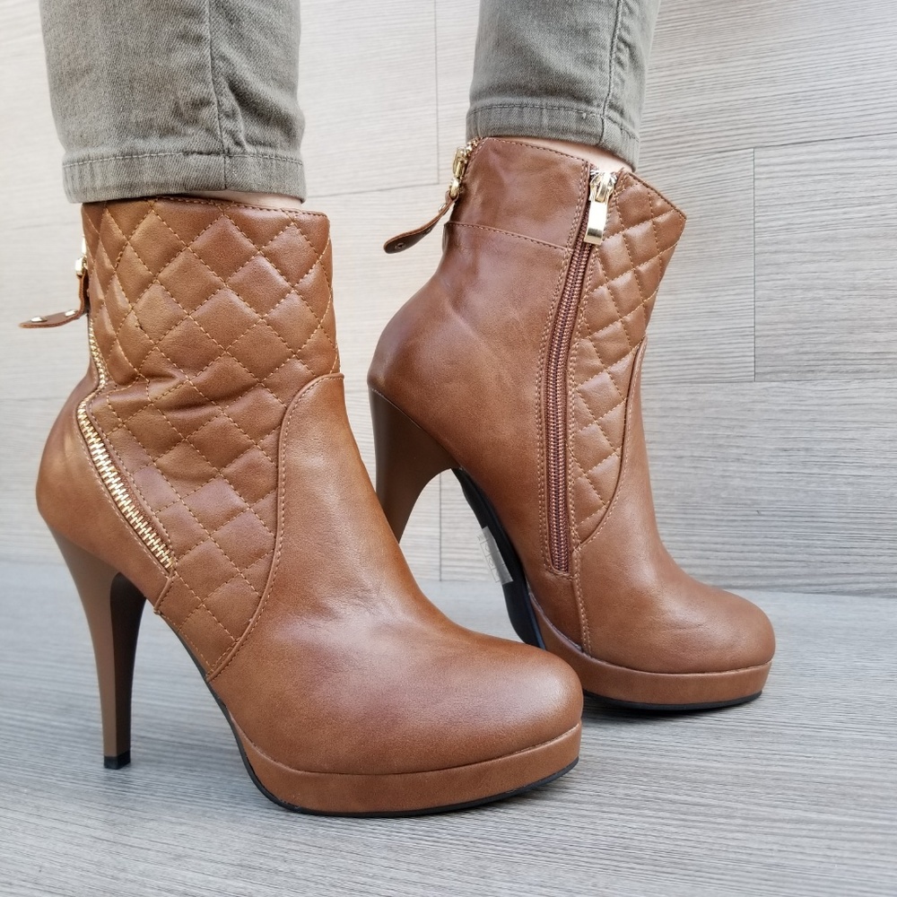 Platform High Heel Ankle Boots Fur inside-BB - Picture 7 of 8